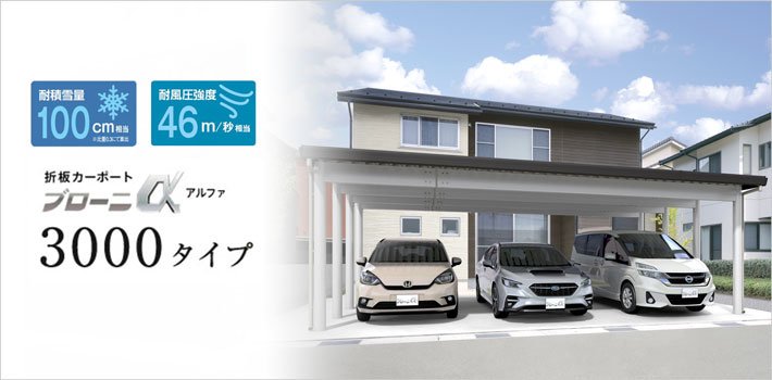 折板カーポート「ブローニα」3000タイプ