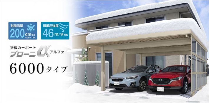 折板カーポート「ブローニα」6000タイプ